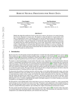 Robust Neural Processes for Noisy Data