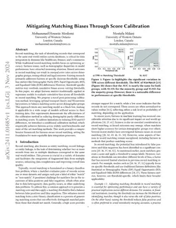 Reducing Biases in Record Matching Through Scores Calibration