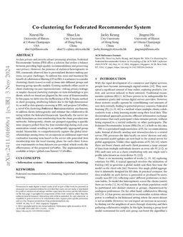 Co-clustering for Federated Recommender System
