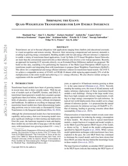 Shrinking the Giant : Quasi-Weightless Transformers for Low Energy
  Inference