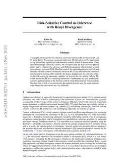 Risk-sensitive control as inference with Rényi divergence