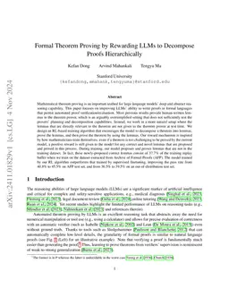Formal Theorem Proving by Rewarding LLMs to Decompose Proofs
  Hierarchically