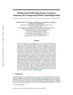 Mining and Transferring Feature-Geometry Coherence for Unsupervised
  Point Cloud Registration