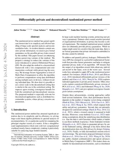 Differentially private and decentralized randomized power method