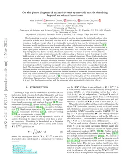 On the phase diagram of extensive-rank symmetric matrix denoising beyond rotational invariance