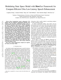 Modulating State Space Model with SlowFast Framework for Compute-Efficient Ultra Low-Latency Speech Enhancement