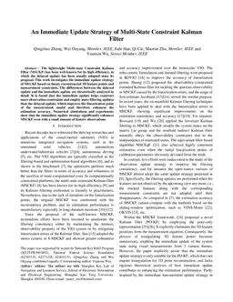 An Immediate Update Strategy of Multi-State Constraint Kalman Filter