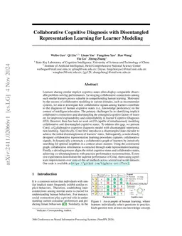 Collaborative Cognitive Diagnosis with Disentangled Representation
  Learning for Learner Modeling