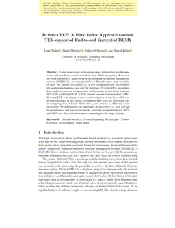 BlindexTEE: A Blind Index Approach towards TEE-supported End-to-end
  Encrypted DBMS