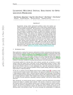 Learning Multiple Initial Solutions to Optimization Problems