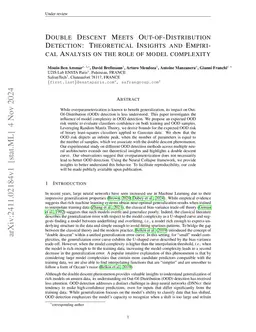 Double Descent Meets Out-of-Distribution Detection: Theoretical Insights and Empirical Analysis on the role of model complexity