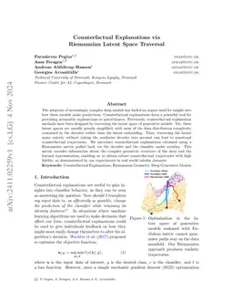 Counterfactual Explanations via Riemannian Latent Space Traversal