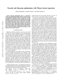 Towards safe Bayesian optimization with Wiener kernel regression