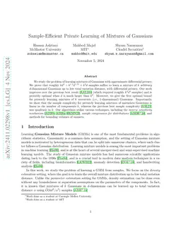 Sample-Efficient Private Learning of Mixtures of Gaussians