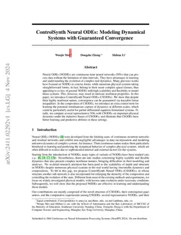 ControlSynth Neural ODEs: Modeling Dynamical Systems with Guaranteed
  Convergence