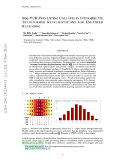 Seq-VCR: Preventing Collapse in Intermediate Transformer Representations for Enhanced Reasoning