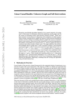 Linear Causal Bandits: Unknown Graph and Soft Interventions