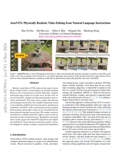 AutoVFX: Physically Realistic Video Editing from Natural Language
  Instructions