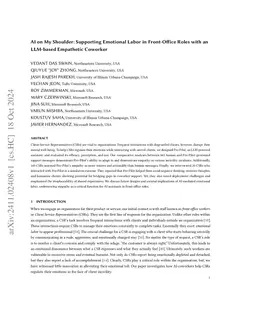 AI on My Shoulder: Supporting Emotional Labor in Front-Office Roles with an LLM-based Empathetic Coworker