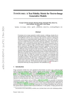 TypeScore: A Text Fidelity Metric for Text-to-Image Generative Models