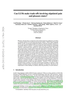 Can LLMs make trade-offs involving stipulated pain and pleasure states?