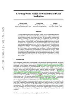 Learning World Models for Unconstrained Goal Navigation