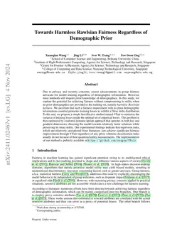 Towards Harmless Rawlsian Fairness Regardless of Demographic Prior