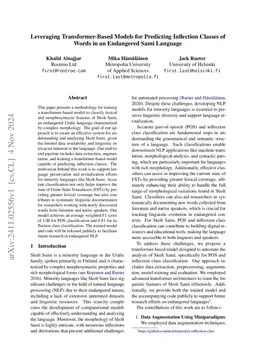 Leveraging Transformer-Based Models for Predicting Inflection Classes of
  Words in an Endangered Sami Language