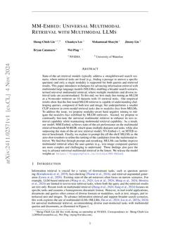 MM-Embed: Universal Multimodal Retrieval with Multimodal LLMs
