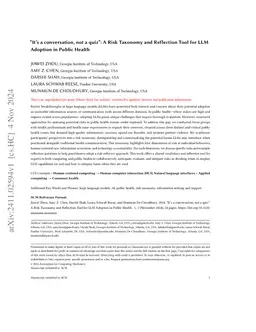 A Risk Taxonomy and Reflection Tool for Large Language Model Adoption in Public Health