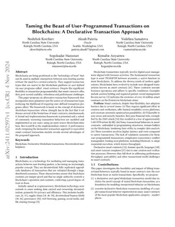 Taming the Beast of User-Programmed Transactions on Blockchains: A
  Declarative Transaction Approach