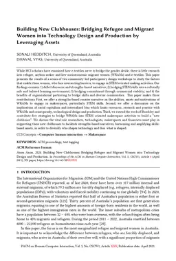 Building New Clubhouses: Bridging Refugee and Migrant Women into
  Technology Design and Production by Leveraging Assets