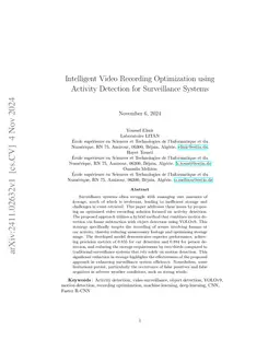 Intelligent Video Recording Optimization using Activity Detection for
  Surveillance Systems