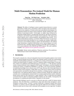 Multi-Transmotion: Pre-trained Model for Human Motion Prediction