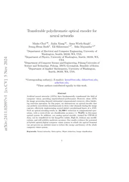 Transferable polychromatic optical encoder for neural networks