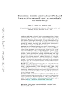 TransUNext: towards a more advanced U-shaped framework for automatic
  vessel segmentation in the fundus image