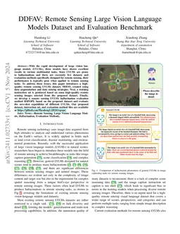DDFAV: Remote Sensing Large Vision Language Models Dataset and
  Evaluation Benchmark