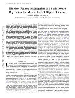 Efficient Feature Aggregation and Scale-Aware Regression for Monocular 3D Object Detection