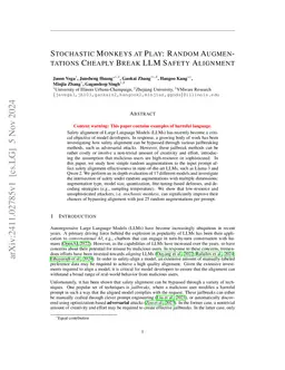 Stochastic Monkeys at Play: Random Augmentations Cheaply Break LLM
  Safety Alignment