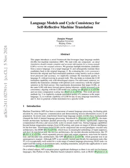 Language Models and Cycle Consistency for Self-Reflective Machine
  Translation