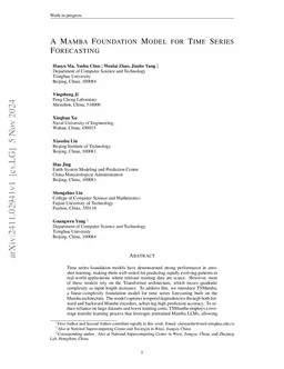 A Mamba Foundation Model for Time Series Forecasting