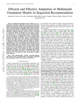 Efficient and Effective Adaptation of Multimodal Foundation Models in Sequential Recommendation