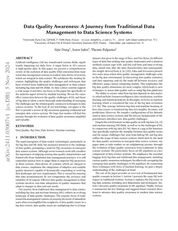 Data Quality Awareness: A Journey from Traditional Data Management to
  Data Science Systems