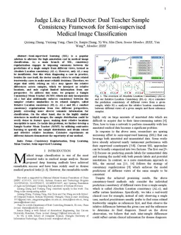 Judge Like a Real Doctor: Dual Teacher Sample Consistency Framework for
  Semi-supervised Medical Image Classification
