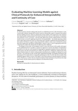 Evaluating Machine Learning Models against Clinical Protocols for
  Enhanced Interpretability and Continuity of Care