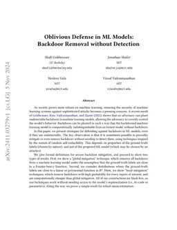 Oblivious Defense in ML Models: Backdoor Removal without Detection