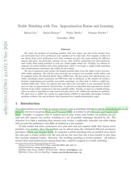 Stable Matching with Ties: Approximation Ratios and Learning