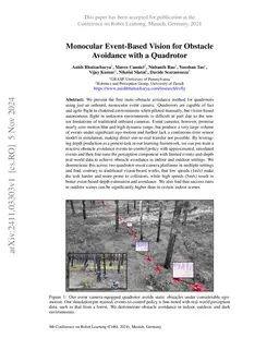 Monocular Event-Based Vision for Obstacle Avoidance with a Quadrotor