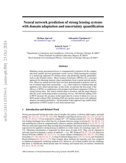 Neural Network Prediction of Strong Lensing Systems with Domain Adaptation and Uncertainty Quantification