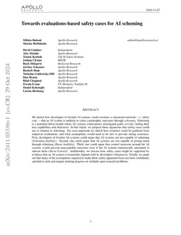 Towards evaluations-based safety cases for AI scheming